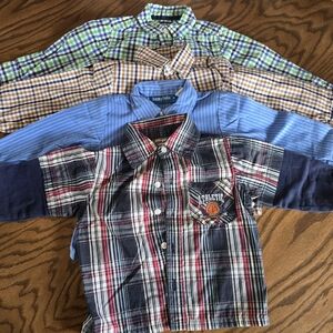 4 Plaid & Striped Button-Up Shirts Boys 2-T